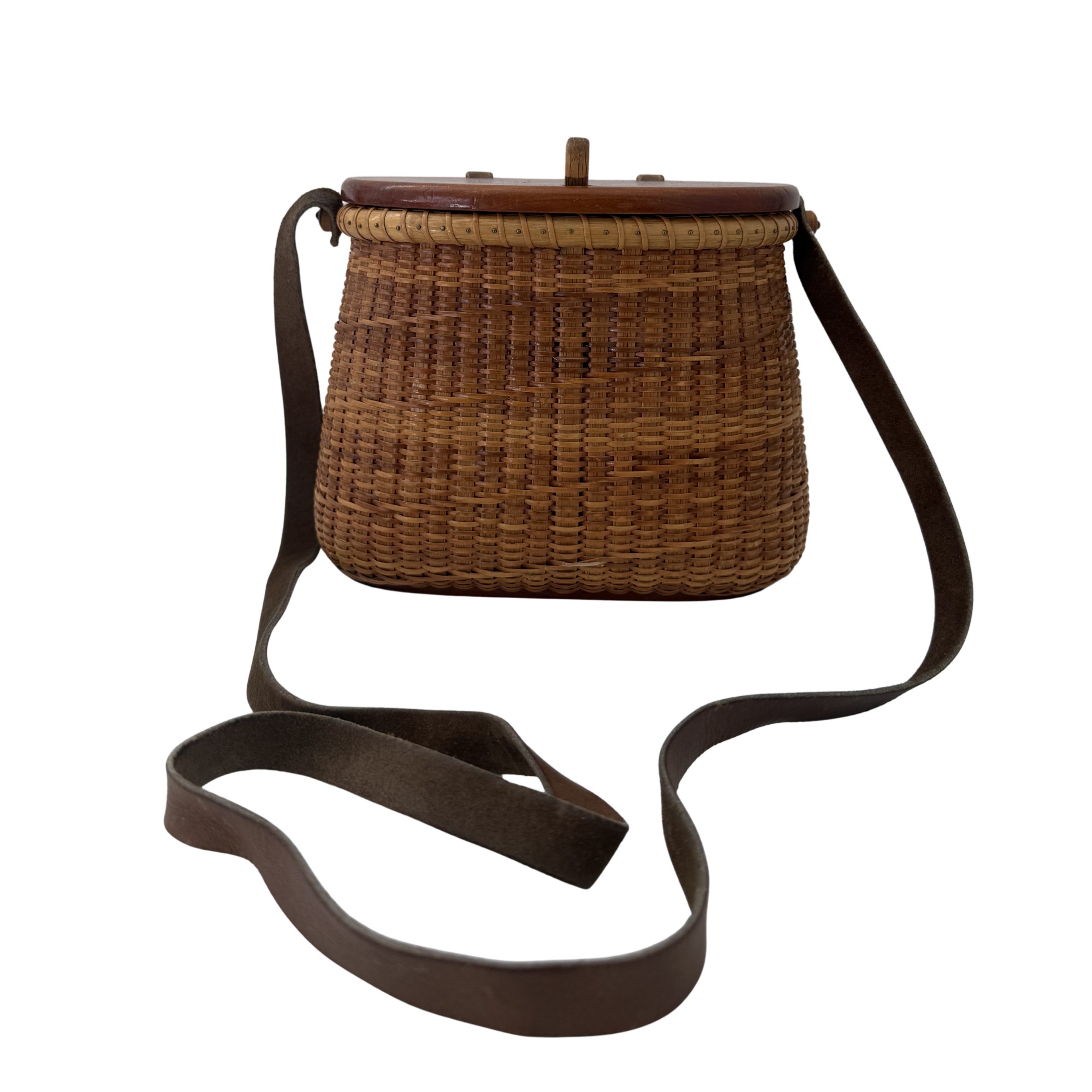 Vintage Nantucket Basket Creel Purse - signed