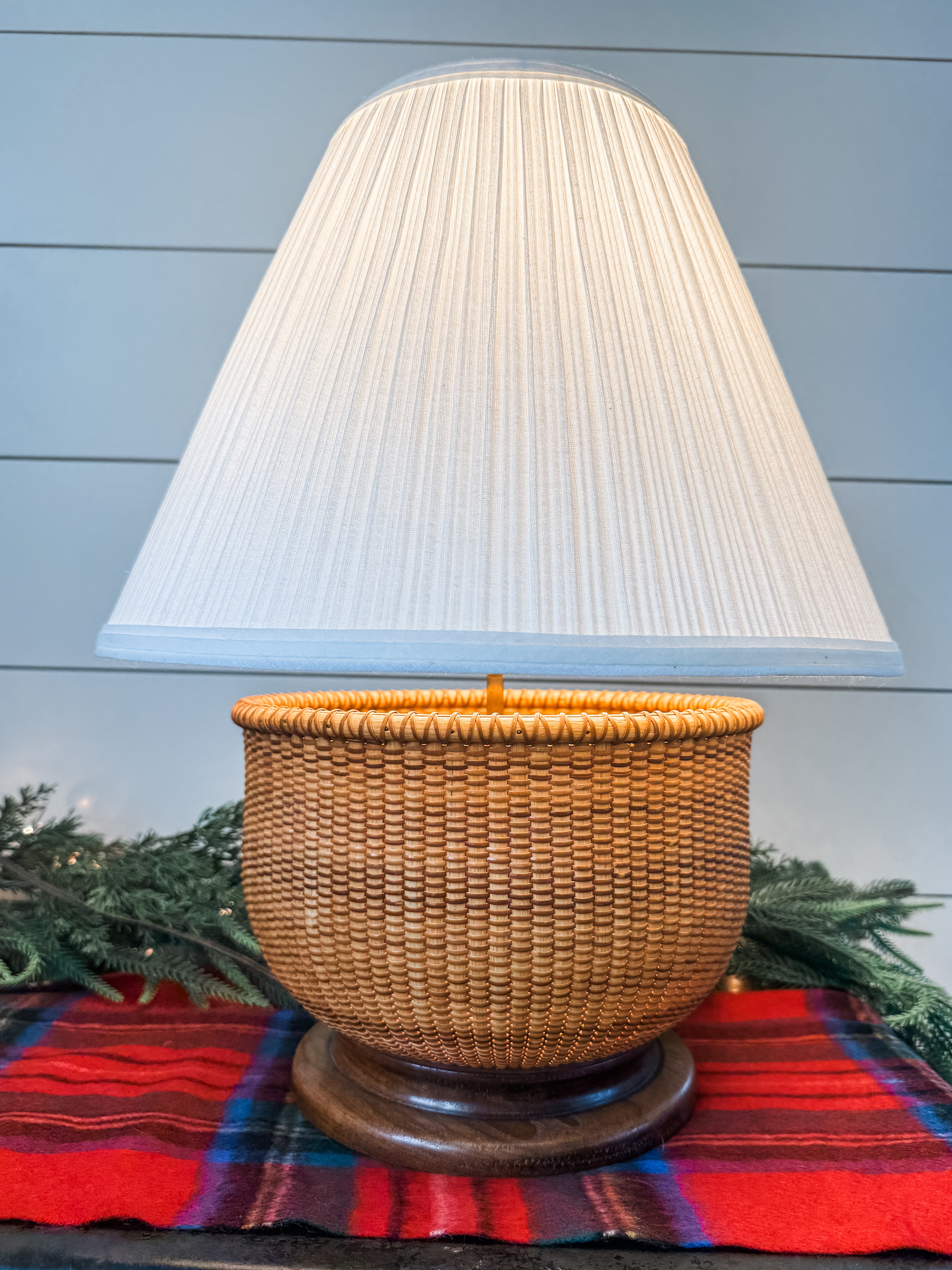 Vintage Nantucket Basket Lamp, signed and dated