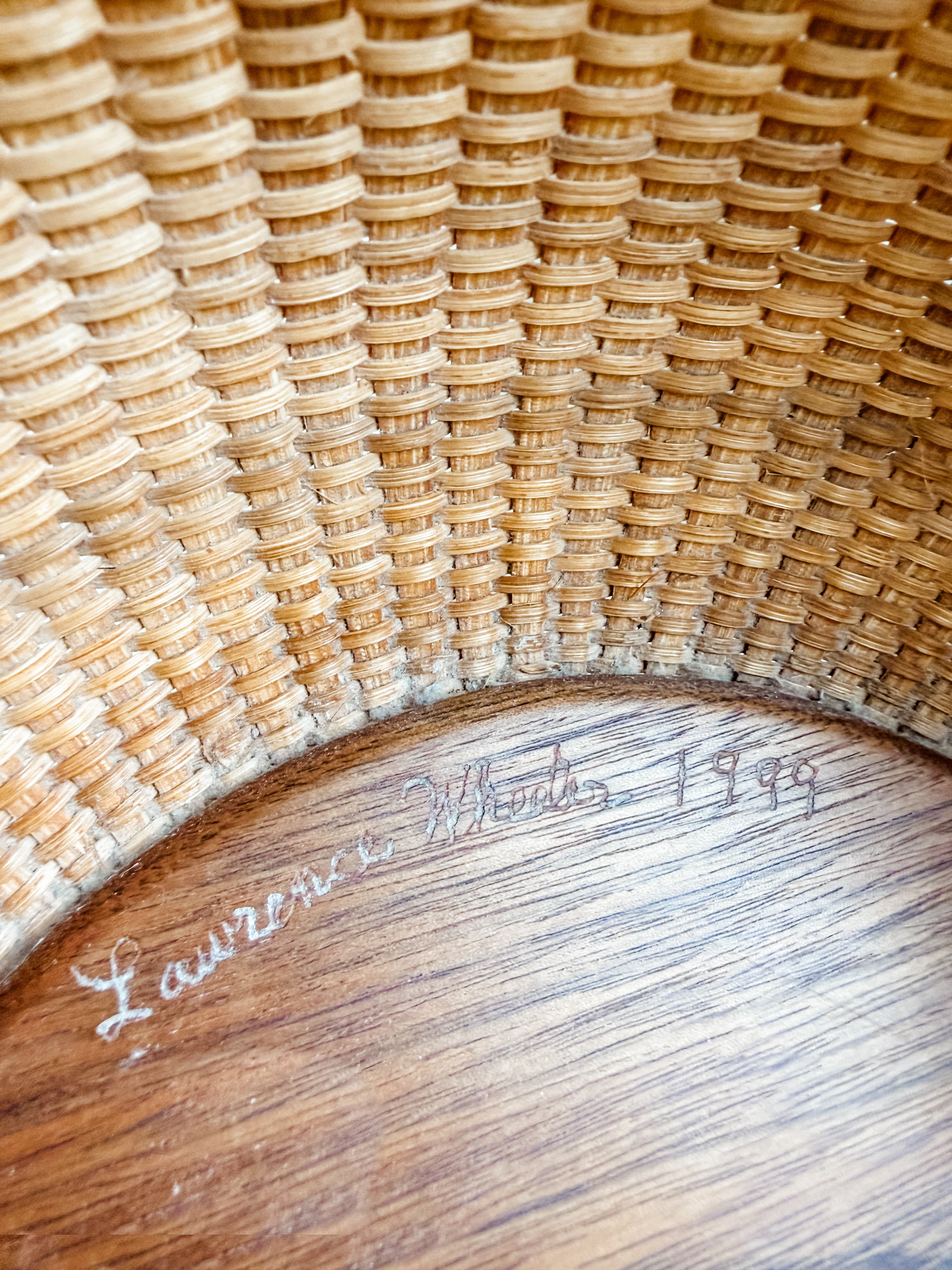 Vintage Nantucket Basket Lamp, signed and dated