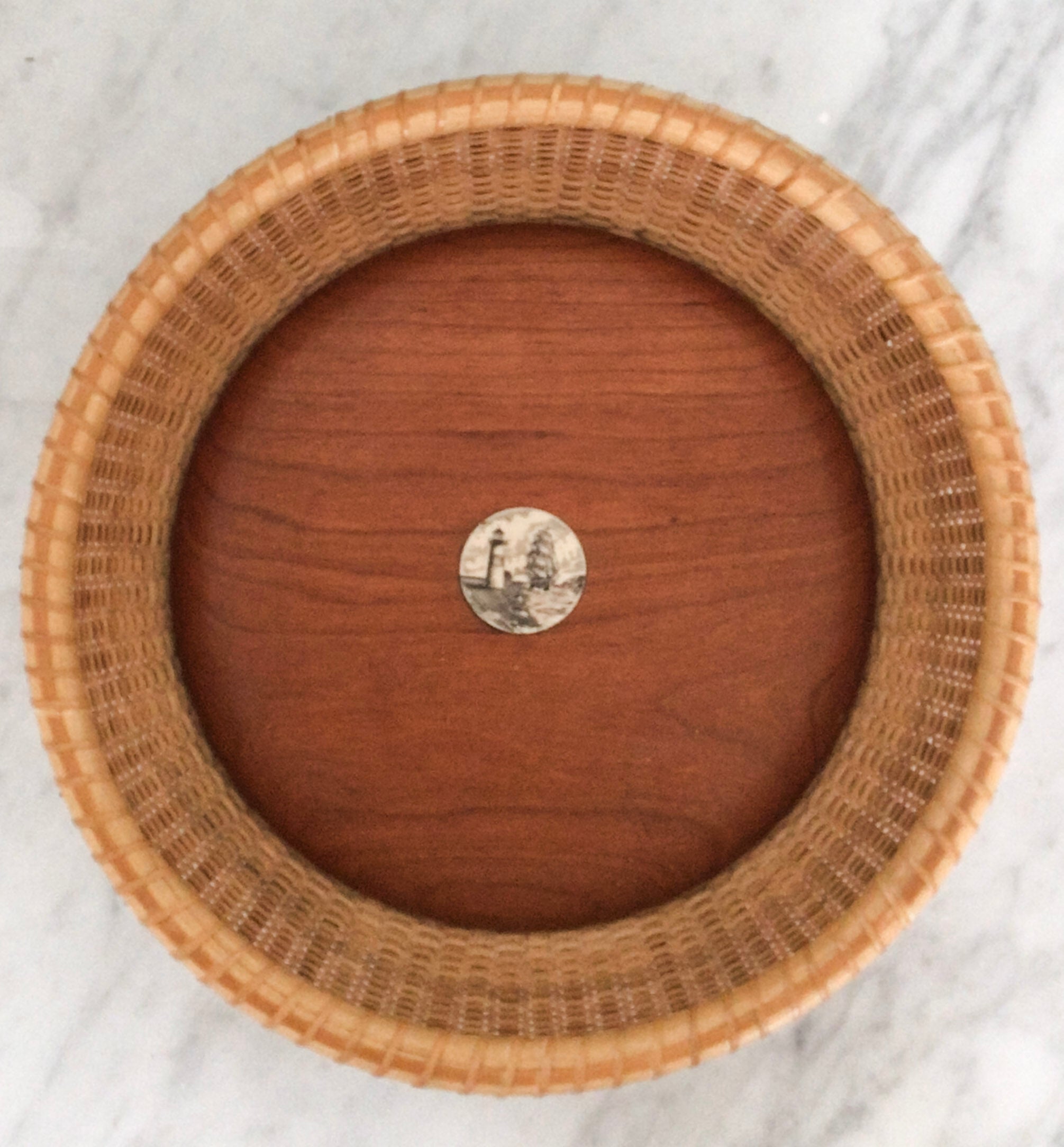 Vintage Round Nantucket Basket Tray