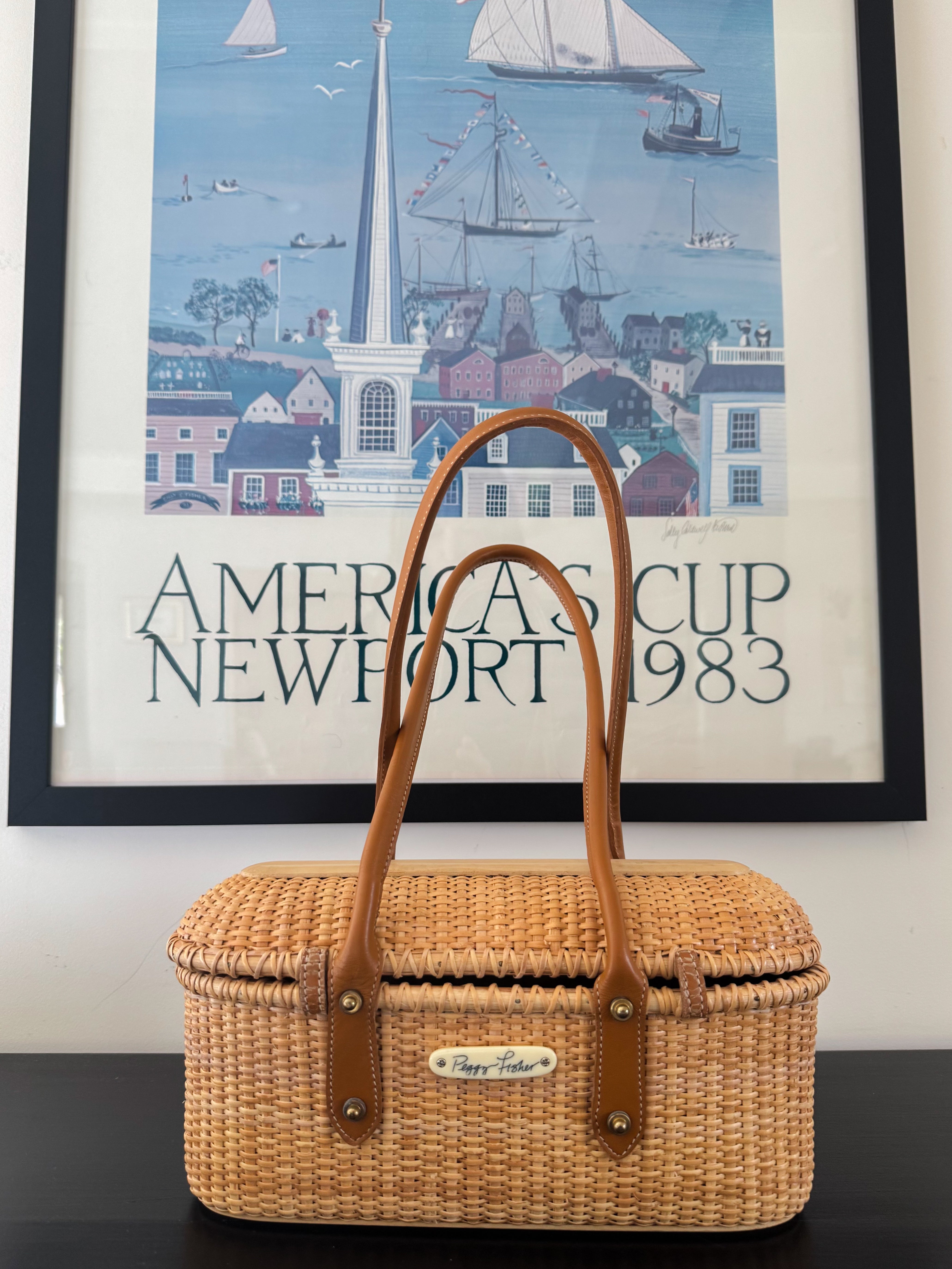 Vintage "Peggy Fisher" Nantucket Basket Tote