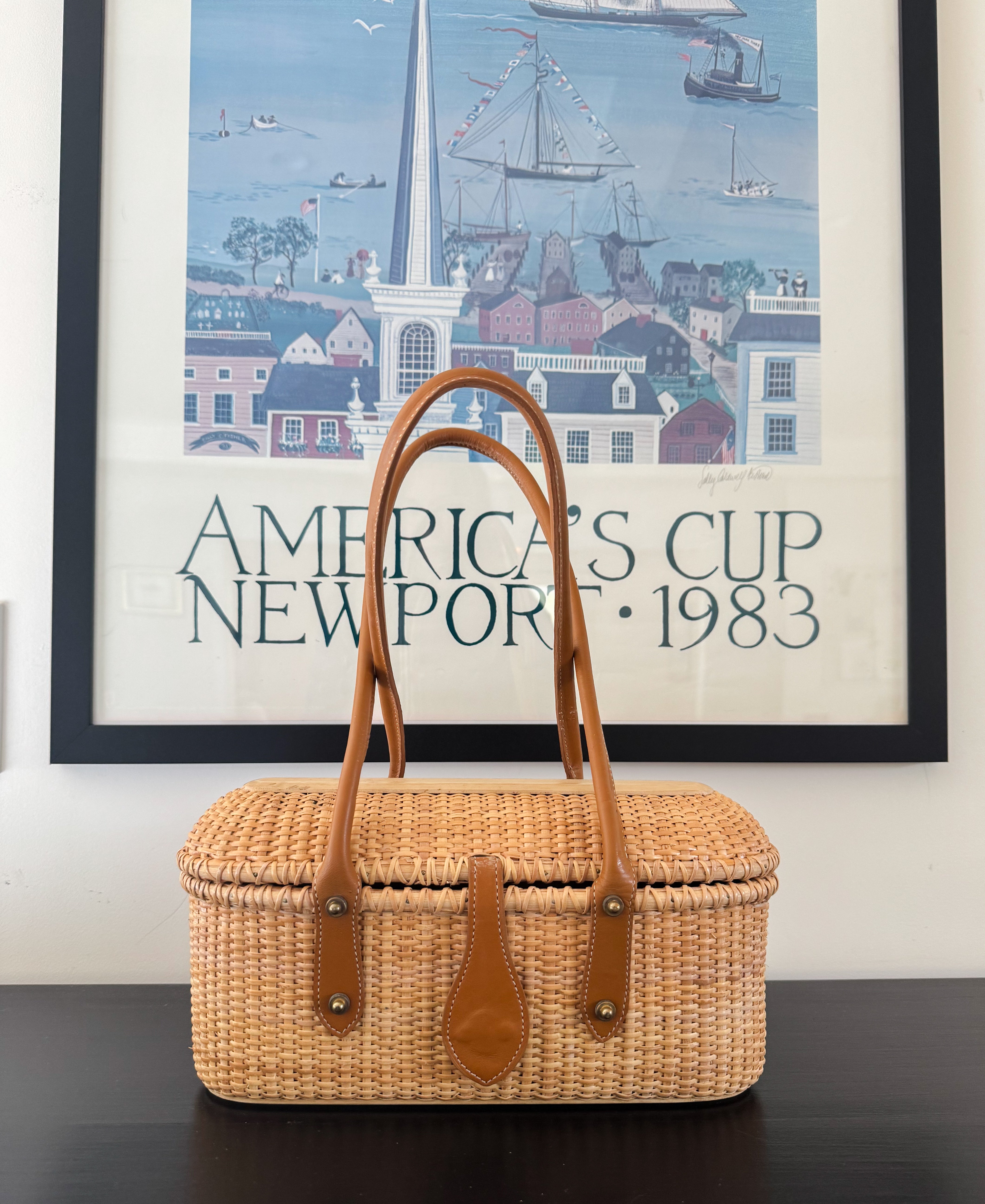 Vintage "Peggy Fisher" Nantucket Basket Tote