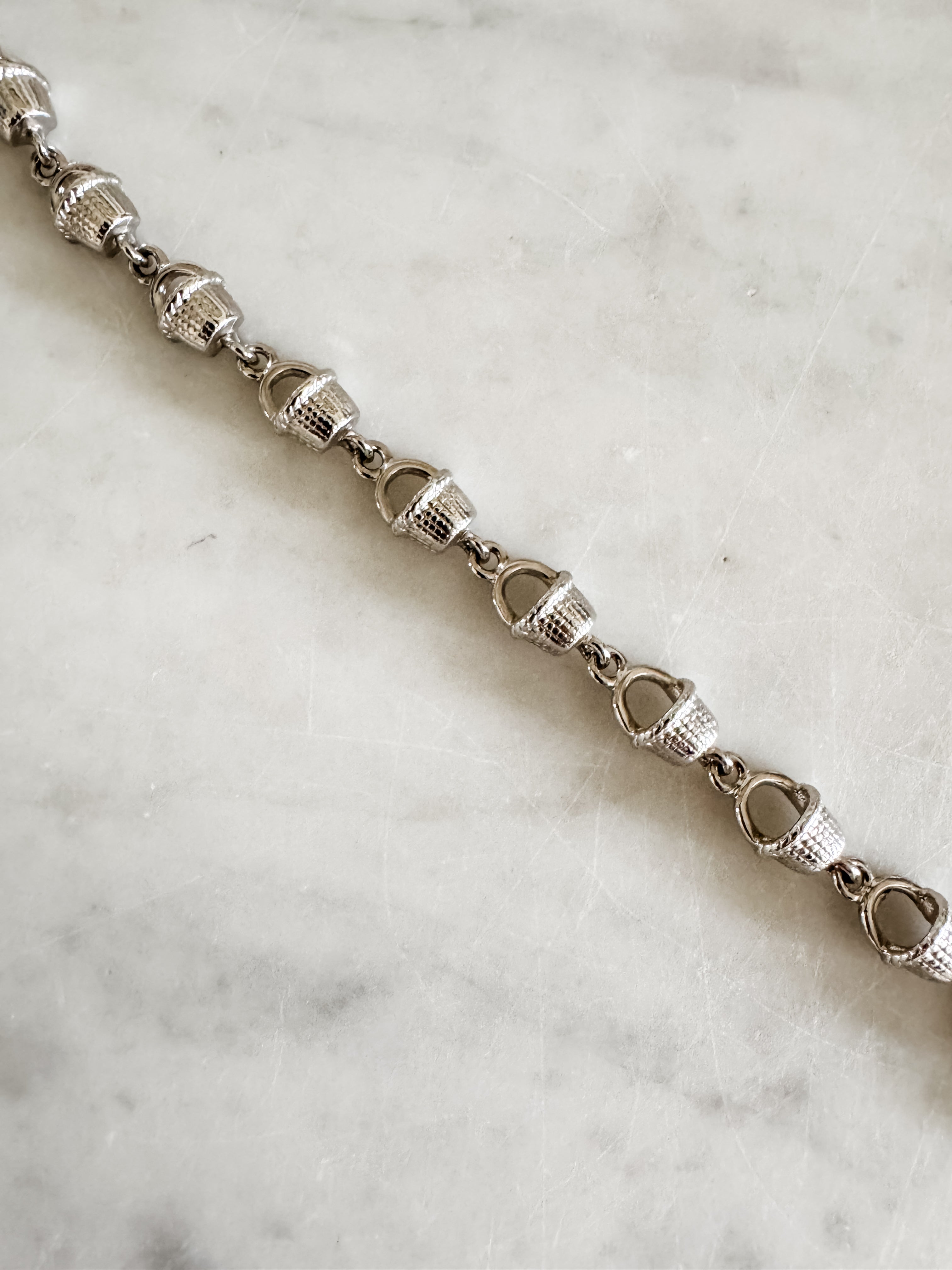 Vintage Sterling Silver Nantucket Basket Chain Bracelet