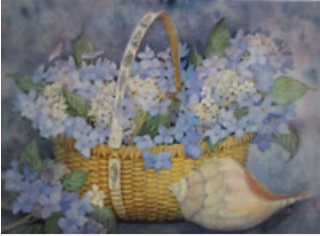 Nantucket Basket Print signed by artist Barbara Van Winkelen