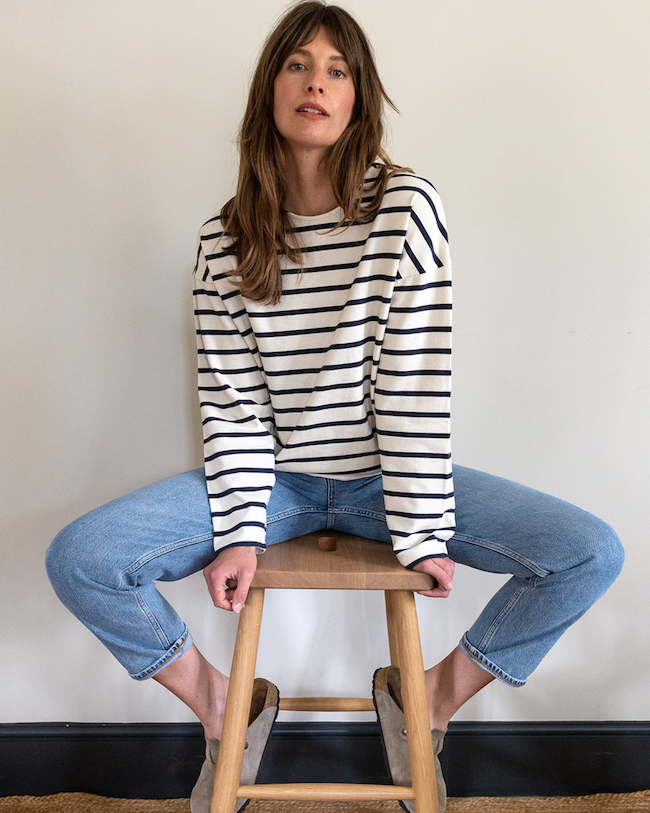 Organic Cotton Ecru/Navy Heavyweight Breton Top