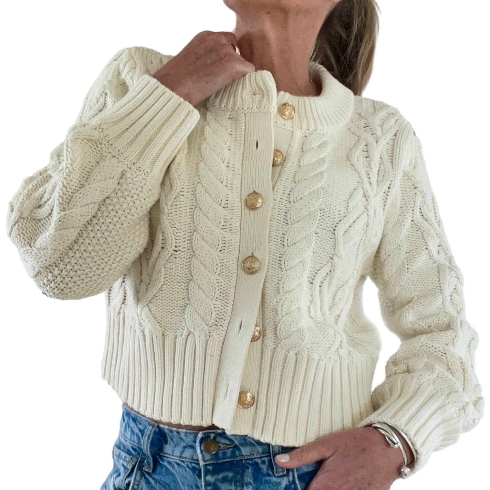 The Celine Crop Cable Cardigan
