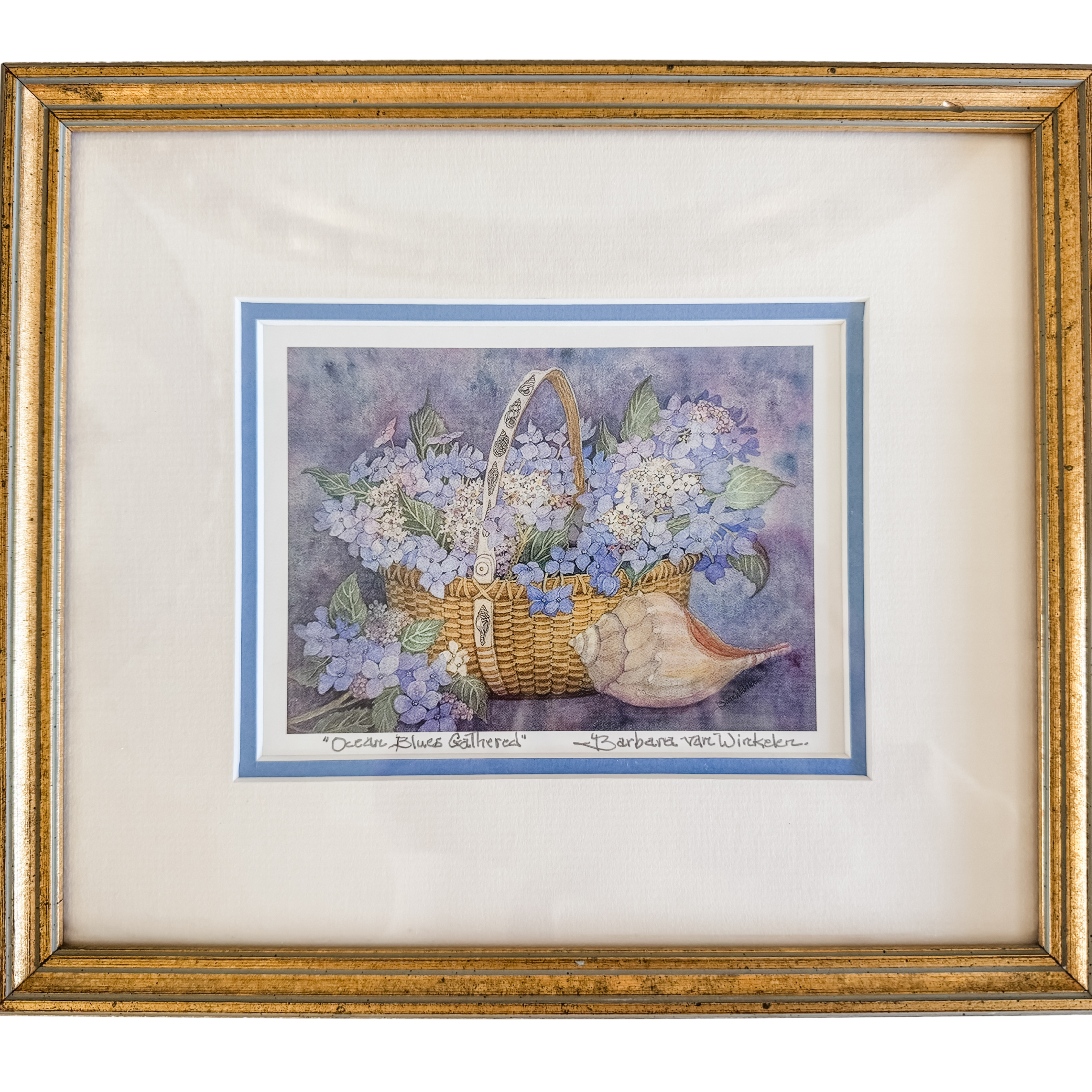 Nantucket Basket Print signed by artist Barbara Van Winkelen