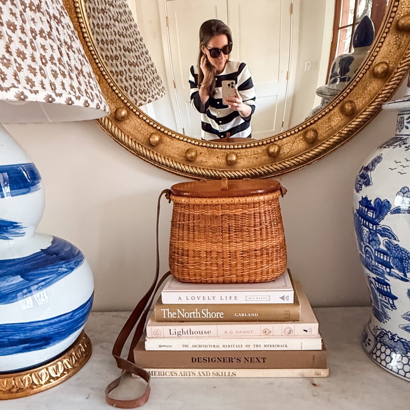 Vintage Nantucket Basket Creel Purse - signed