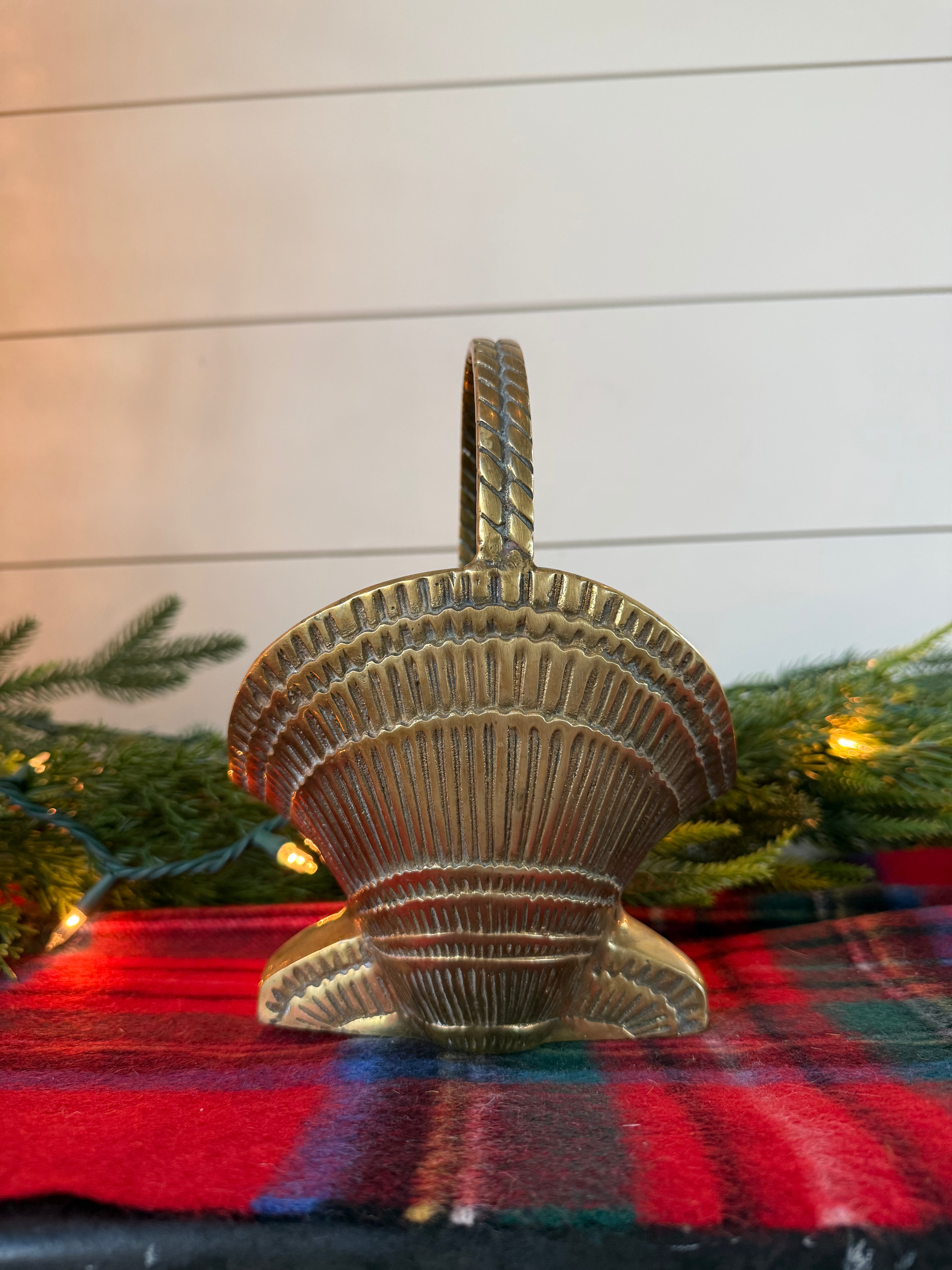 Vintage Brass Scallop Shell Basket