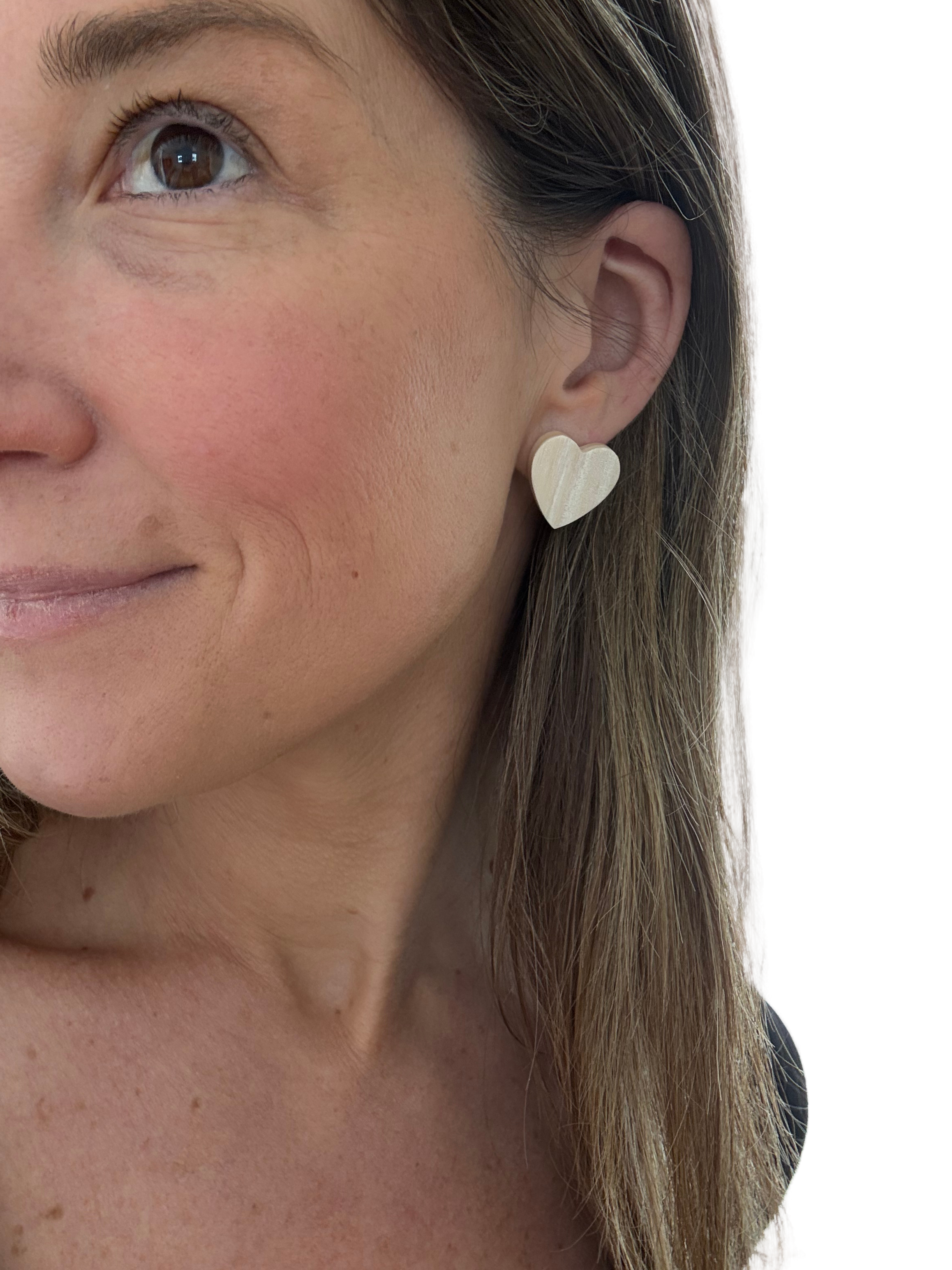 Ivory Heart Studs