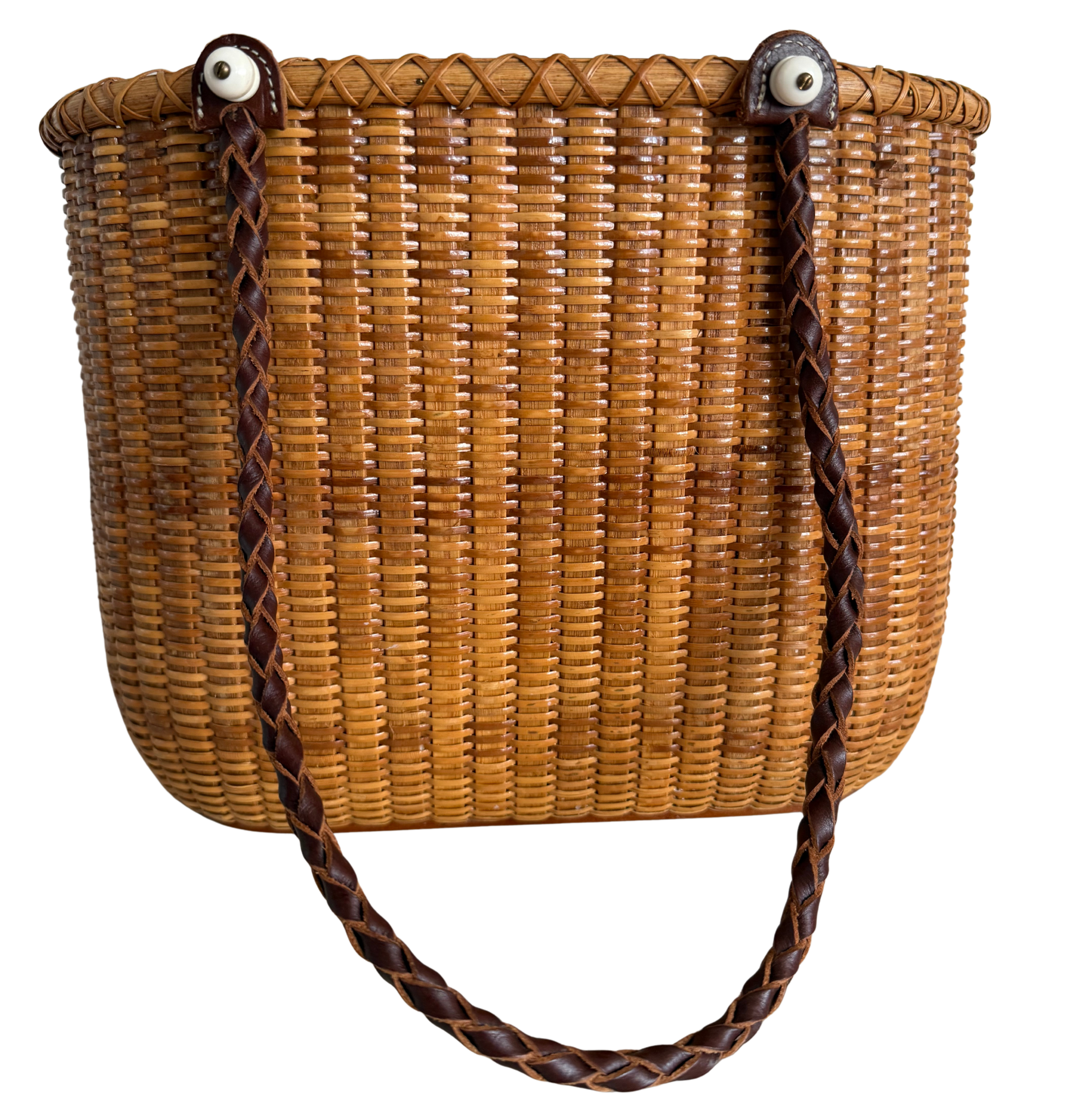 Vintage Handwoven Nantucket Basket Tote Bag