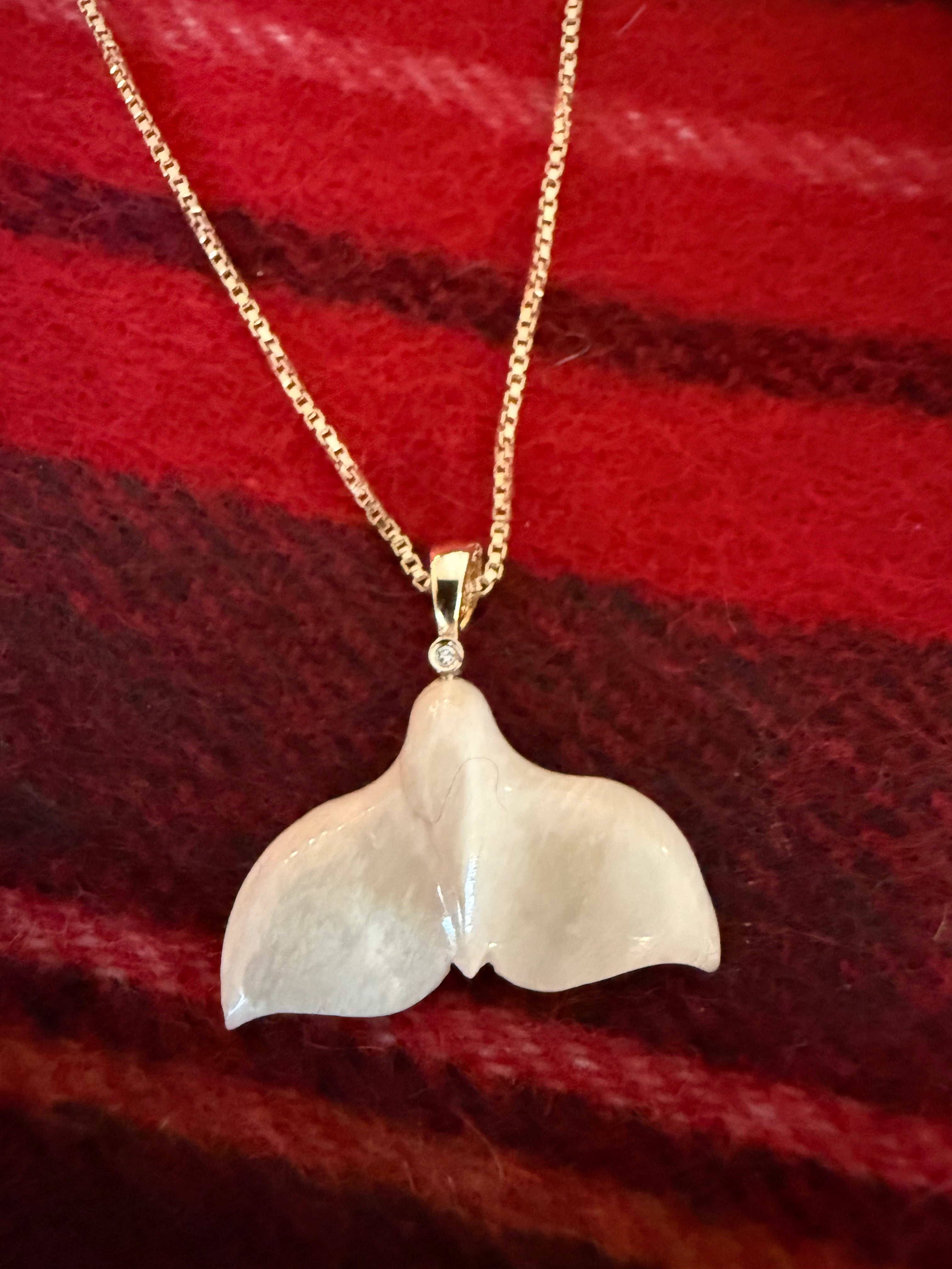 Diamond Whale Tail Pendant: Medium