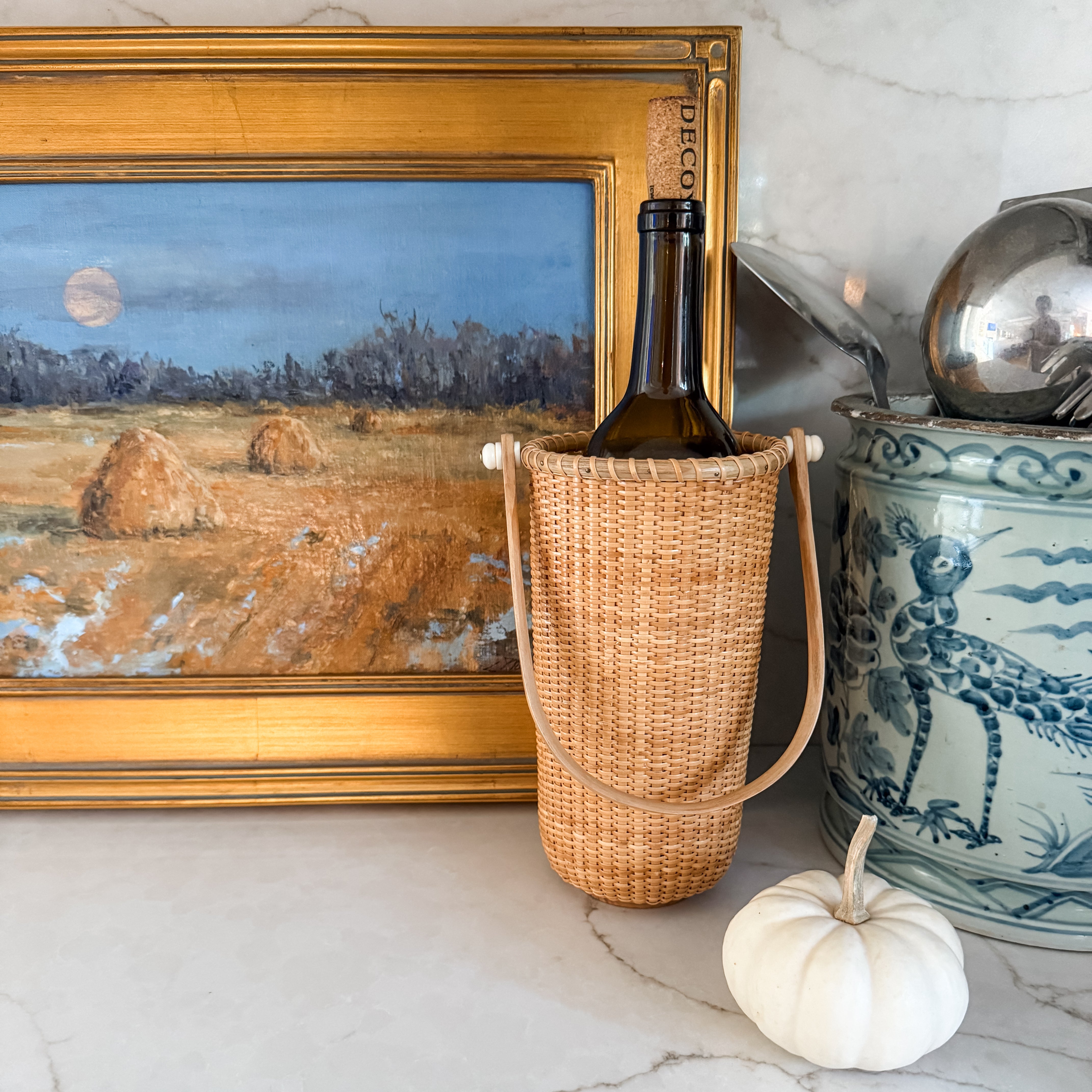 Vintage Wine Basket / Vase