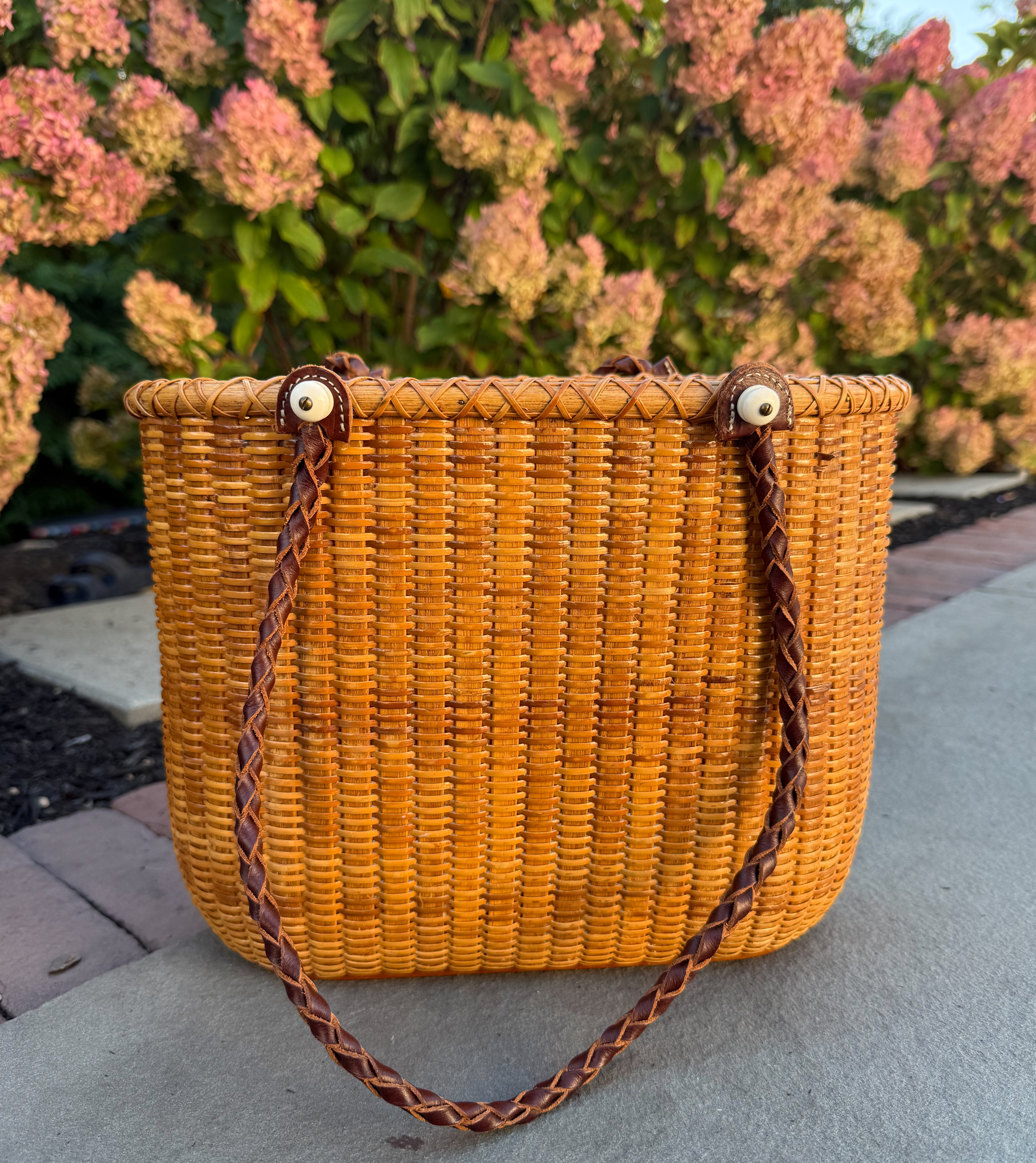 Vintage Handwoven Nantucket Basket Tote Bag