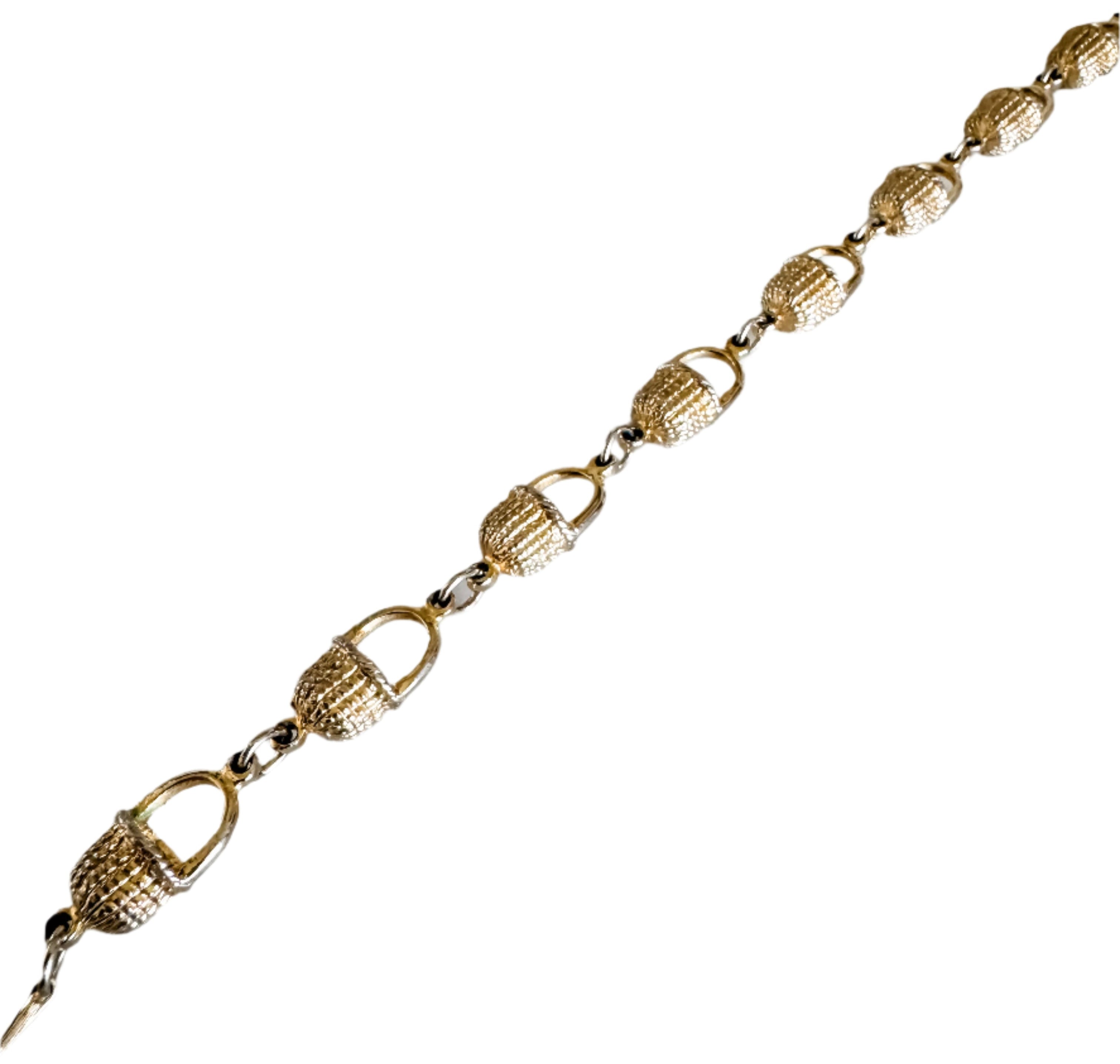 Vintage Gold Plated Nantucket Basket Chain Bracelet