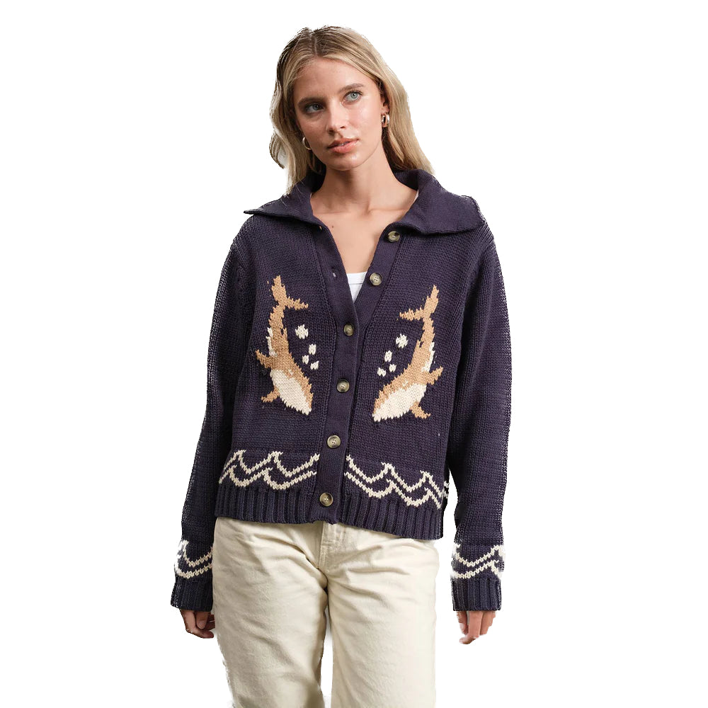 Jacquard Whale Knit Cardigan